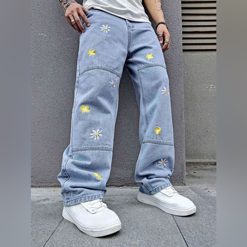 small embroidered Shein jeans, never worn